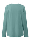 Ruched Round Neck Long Sleeve T-Shirt