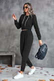 Ruched Raglan Sleeve Hoodie and Joggers Set