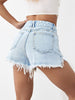 Distressed Raw Hem Denim Shorts