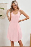 Eyelet Scoop Neck Double Strap Mini Dress