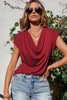 Cowl Neck Short Sleeve Blouse