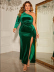 Honey Plus Size One-Shoulder Twisted Split Maxi Dress