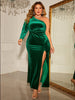 Honey Plus Size One-Shoulder Twisted Split Maxi Dress