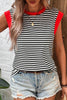 Striped Round Neck Cap Sleeve Cami