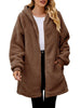 Fuzzy Pocketed Zip Up Long Sleeve Hooded Jacket