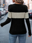 Color Block Round Neck Long Sleeve T-Shirt