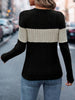 Color Block Round Neck Long Sleeve T-Shirt