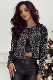 Sequin Open Front Long Sleeve Jacket