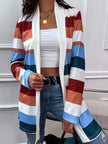 Shiny Color Block Open Front Cardigan