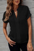 Full Size Notched Short Sleeve Blouse