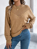 Openwork Round Neck Long Sleeve Knit Sweater