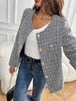 Perfee Plaid Long Sleeve Blazer