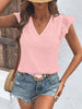 Textured V-Neck Cap Sleeve Blouse