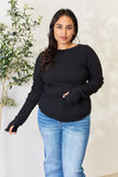 Culture Code Full Size Ribbed Round Neck Long Sleeve Sweater