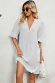 Notched Flounce Sleeve Mini Dress