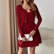 Ribbed Long Sleeve Cropped Cardigan and Mini Dress Set