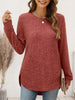 Ribbed Round Neck Long Sleeve T-Shirt