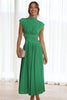 Cutout Mock Neck Sleeveless Ruched Maxi Dress