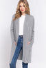 Open Front Rib Trim Long Sleeve Knit Cardigan