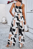 Devine Printed Wide Strap Jumpsuit with Pockets