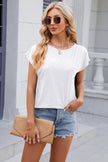 Pocketed Heathered Cap Sleeve T-Shirt