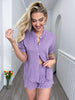 Flounce Sleeve Shirt and Frill Trim Shorts Pajama Set