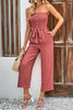 Perfee Decorative Button Strapless Smocked Jumpsuit with Pockets