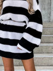 Striped Turtleneck Sweater Mini Dress