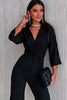 Twisted Plunge Three-Quarter Sleeve Jumpsuit