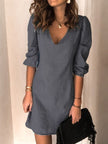 Full Size V-Neck Half Sleeve Mini Dress