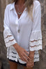 Cutout Collared Neck Three-Quarter Sleeve Shirt