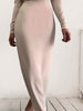 Ruched Turtleneck Long Sleeve Maxi Dress