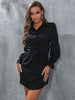 Perfee Ruched Button Up Long Sleeve Mini Dress