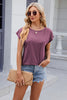 Pocketed Heathered Cap Sleeve T-Shirt