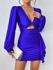 Honey Cutout Long Sleeve Ruched Mini Dress