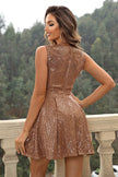 Sequin Surplice Neck Sleeveless Mini Dress