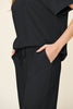 Double Take Full Size Texture Round Neck Short Sleeve T-Shirt and Wide Leg Pants