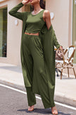 Drawstring  Long Sleeve Cover Up and Pants Set