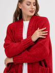 Pocketed Open Front Long Sleeve Longline Cardigan