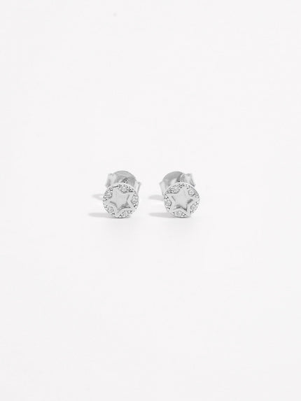 925 Sterling Silver Zircon Star Stud Earrings