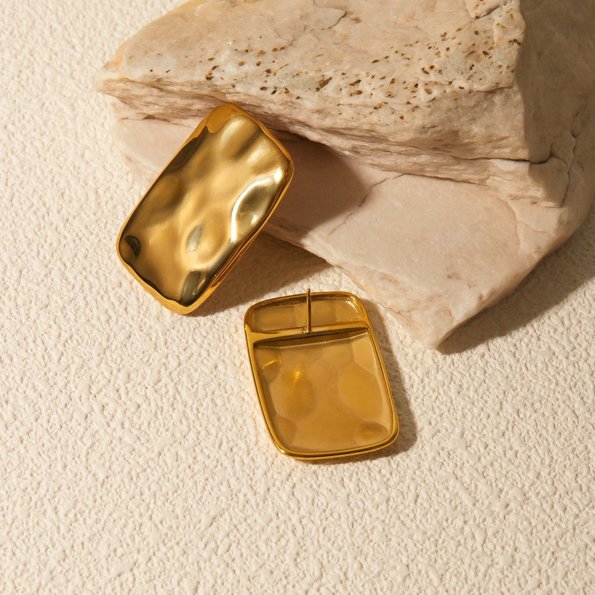 Gold-Plated Square Earrings