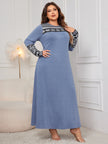 Honey Plus Size Printed Round Neck Long Sleeve Dress