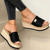 PU Leather Open Toe Wedge