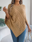 Cable-Knit Openwork Three-Quarter Sleeve Sweater