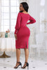 Boat Neck Lantern Sleeve Midi Dress