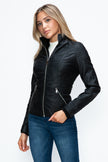 YMI Faux Layered Double-Zipper Jacket with Fuzzy Hood