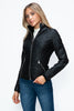 YMI Faux Layered Double-Zipper Jacket with Fuzzy Hood