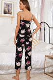 Floral V-Neck Cami and Cropped Pants Pajama Set