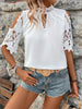 Lace Mock Neck Cold Shoulder Blouse