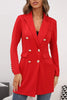 Buttoned Lapel Collar Long Sleeve Blazer